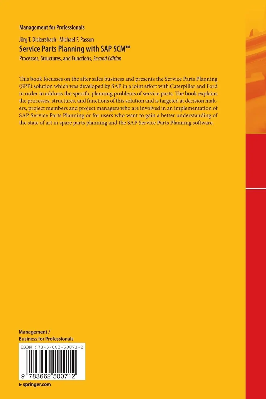Rückseite: 9783662500712 | Service Parts Planning with SAP SCM(TM) | Dickersbach (u. a.) | Buch