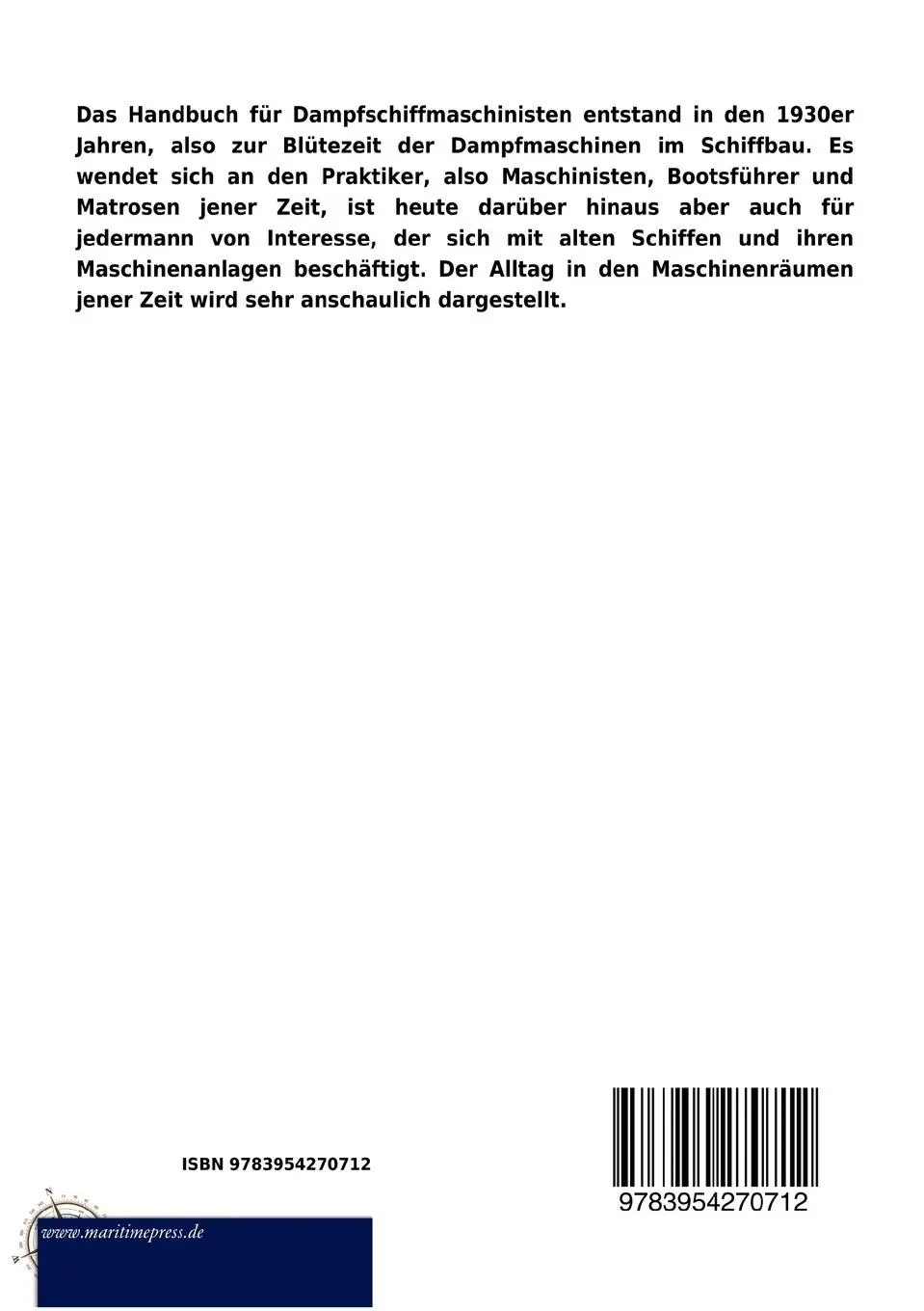 Rückseite: 9783954270712 | Handbuch für Dampfmaschinisten | Carl Hartmann | Taschenbuch | 152 S.