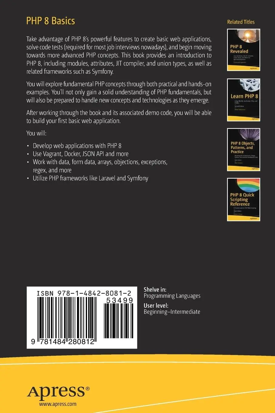 Rückseite: 9781484280812 | PHP 8 Basics | For Programming and Web Development | Sahu (u. a.)