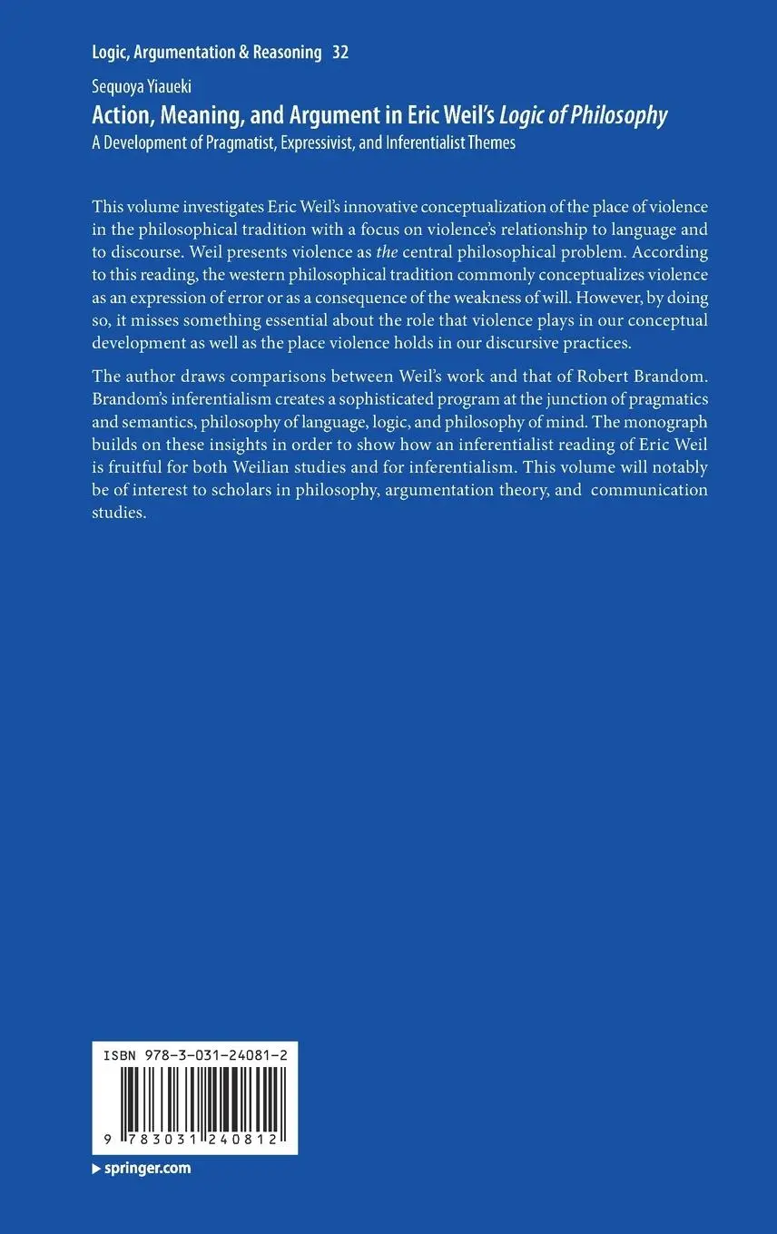 Rückseite: 9783031240812 | Action, Meaning, and Argument in Eric Weil's Logic of Philosophy