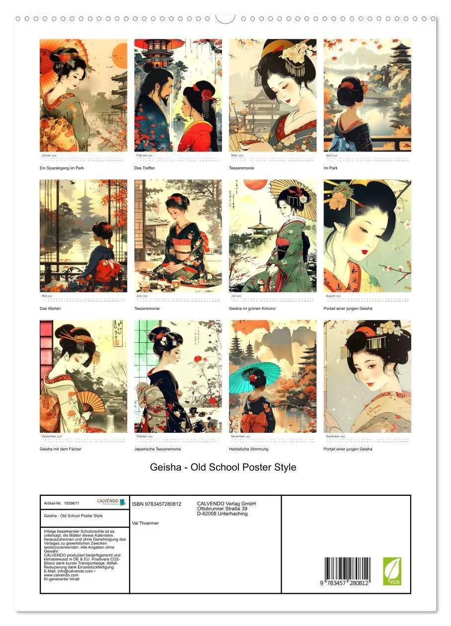 Bild: 9783457280812 | Geisha - Old School Poster Style (hochwertiger Premium Wandkalender...