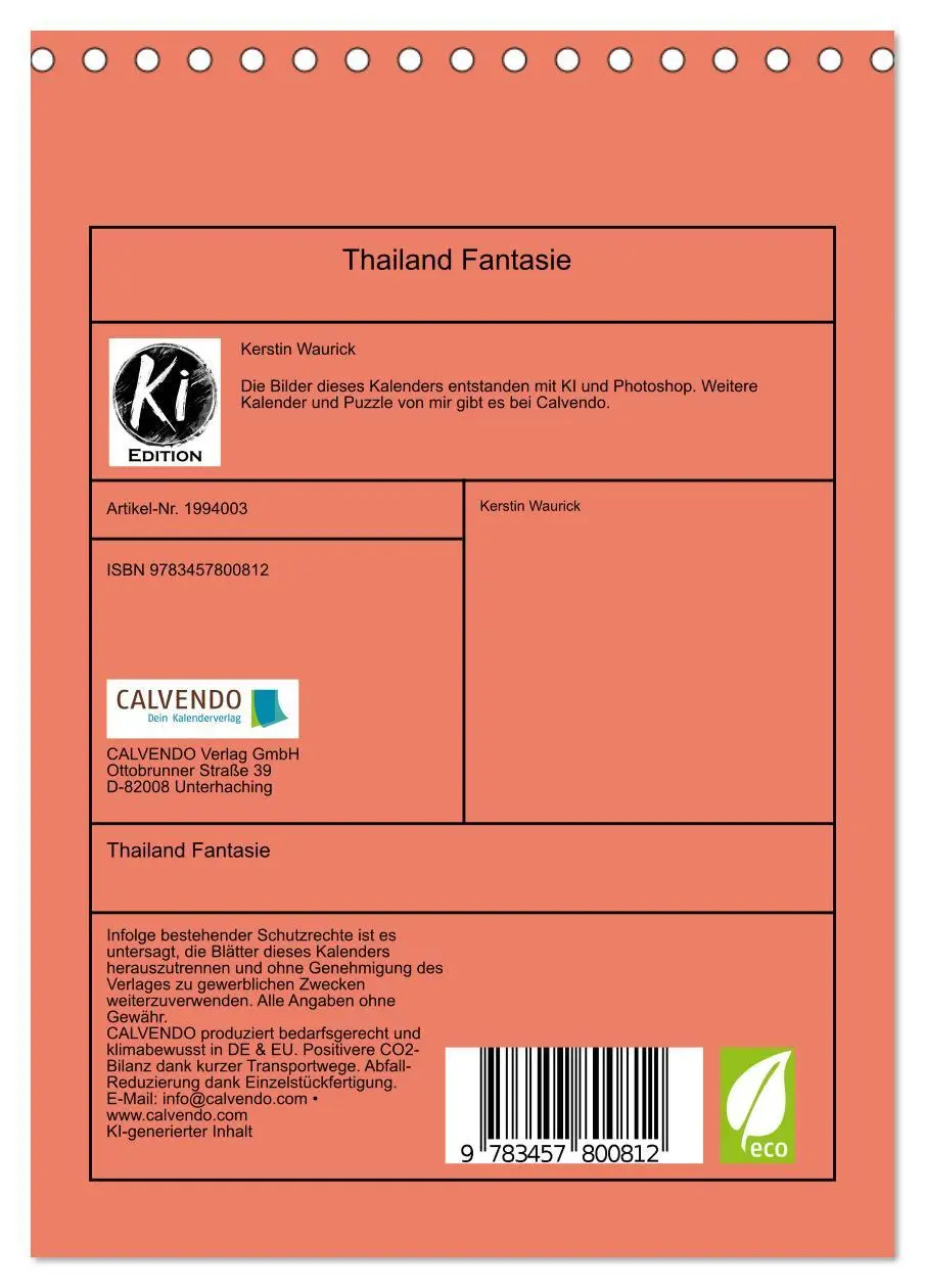 Bild: 9783457800812 | Thailand Fantasie (Tischkalender 2026 DIN A5 hoch), CALVENDO...