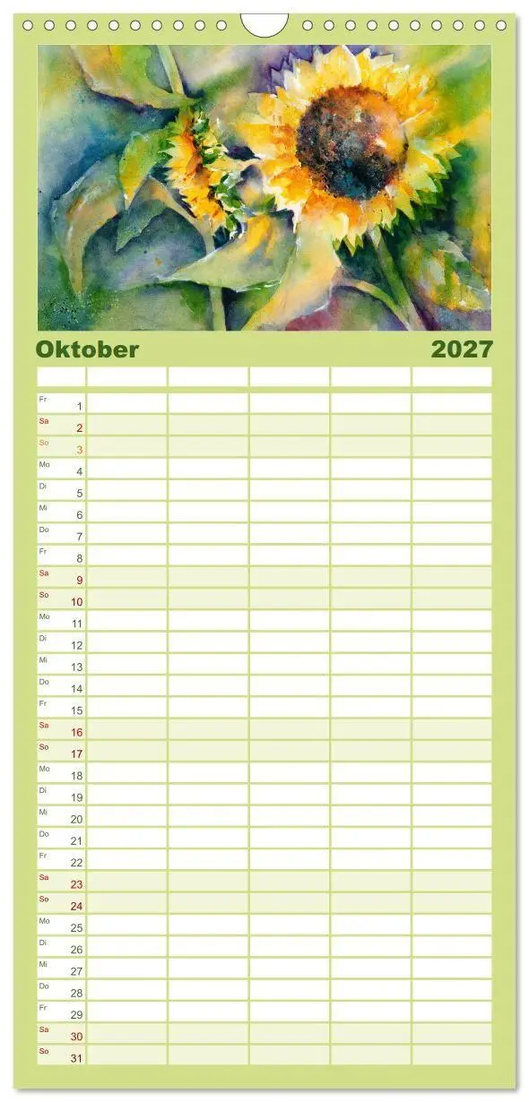 Bild: 9783594340912 | Familienplaner 2027 - Garten Aquarelle mit 5 Spalten (Wandkalender,...