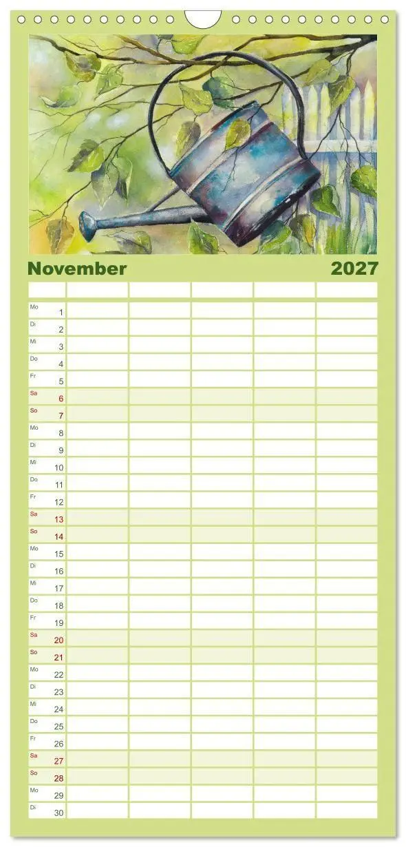Bild: 9783594340912 | Familienplaner 2027 - Garten Aquarelle mit 5 Spalten (Wandkalender,...