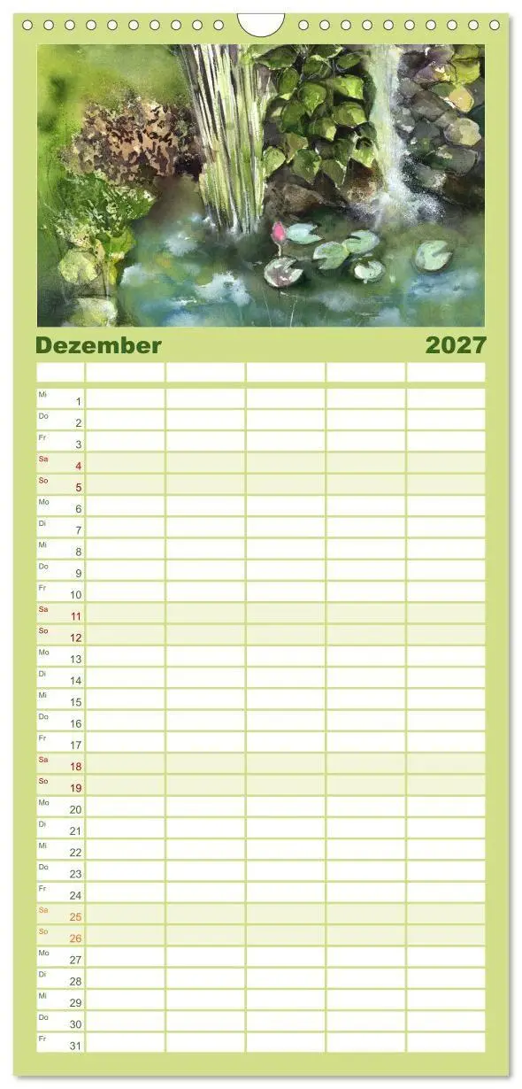 Bild: 9783594340912 | Familienplaner 2027 - Garten Aquarelle mit 5 Spalten (Wandkalender,...