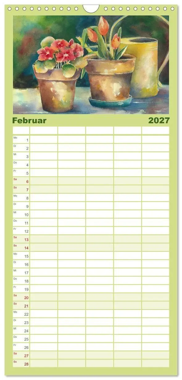 Bild: 9783594340912 | Familienplaner 2027 - Garten Aquarelle mit 5 Spalten (Wandkalender,...