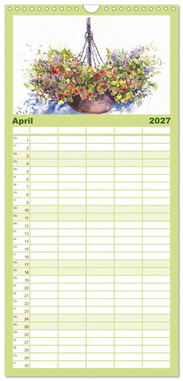 Bild: 9783594340912 | Familienplaner 2027 - Garten Aquarelle mit 5 Spalten (Wandkalender,...