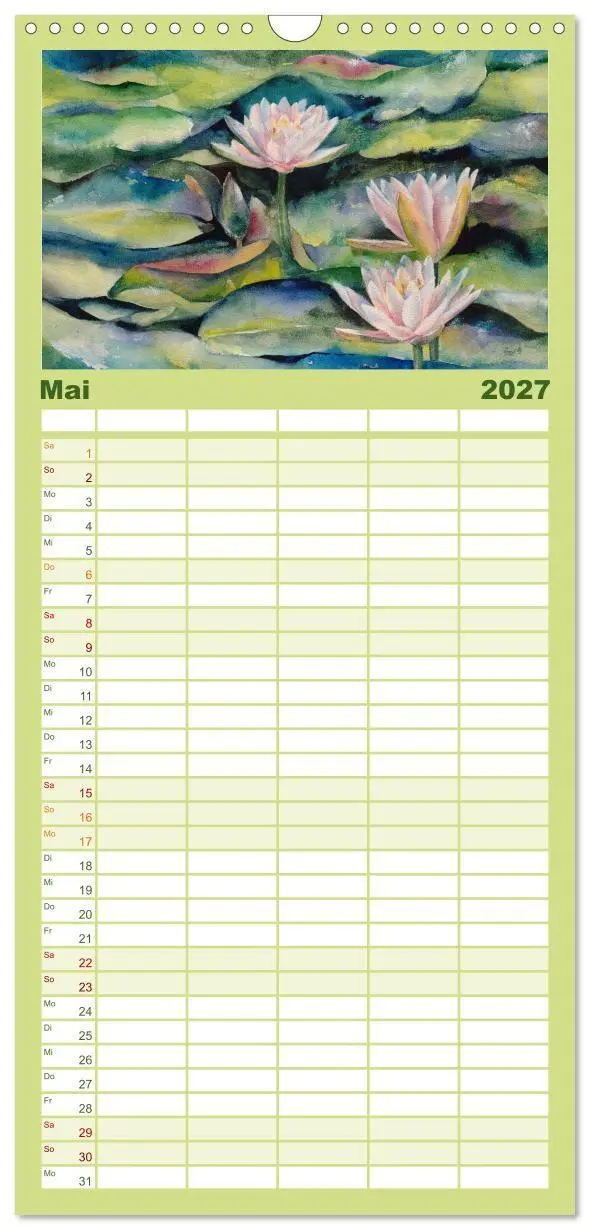 Bild: 9783594340912 | Familienplaner 2027 - Garten Aquarelle mit 5 Spalten (Wandkalender,...
