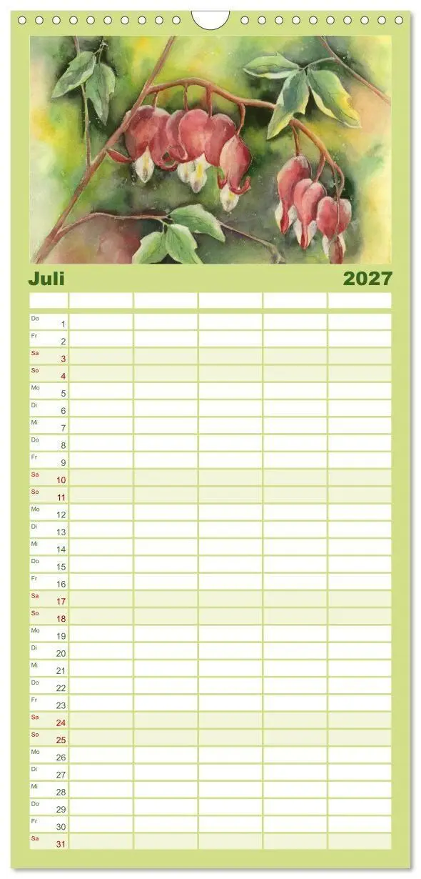 Bild: 9783594340912 | Familienplaner 2027 - Garten Aquarelle mit 5 Spalten (Wandkalender,...