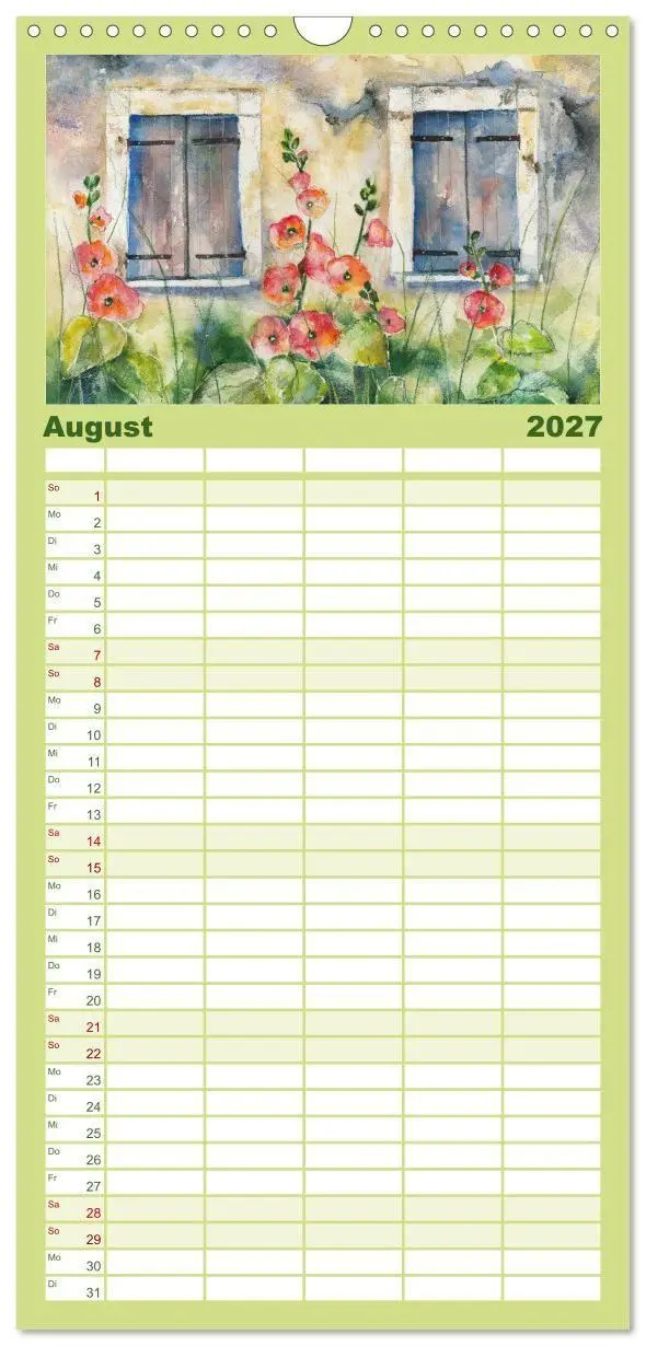 Bild: 9783594340912 | Familienplaner 2027 - Garten Aquarelle mit 5 Spalten (Wandkalender,...