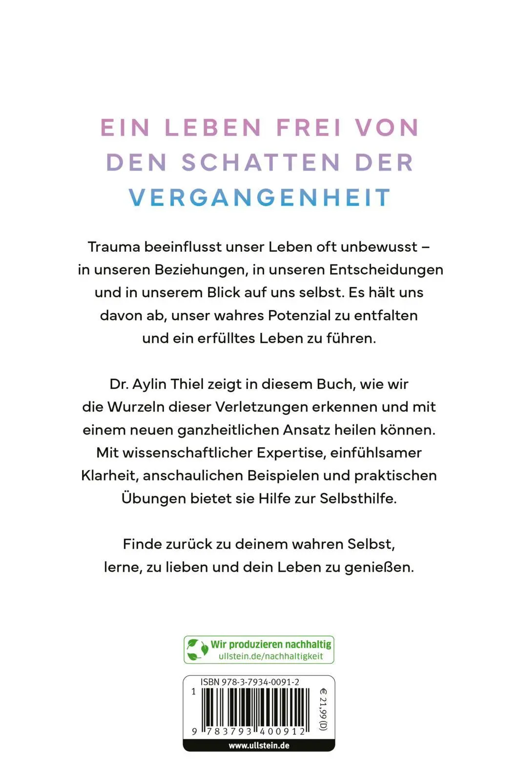 Rückseite: 9783793400912 | Trauma ENDLICH überwinden | Aylin Thiel | Taschenbuch | 464 S. | 2025
