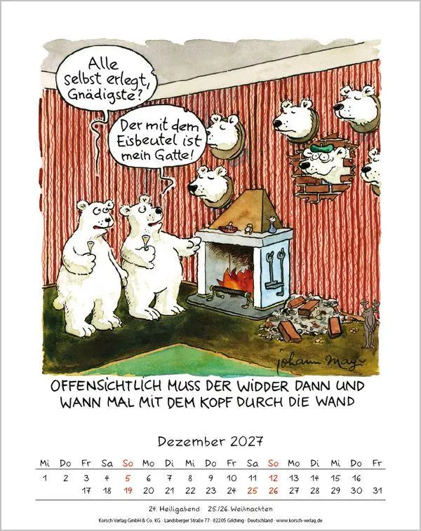 Bild: 9783819300912 | Widder 2027 | Verlag Korsch | Kalender | Spiralbindung | 13 S. | 2027