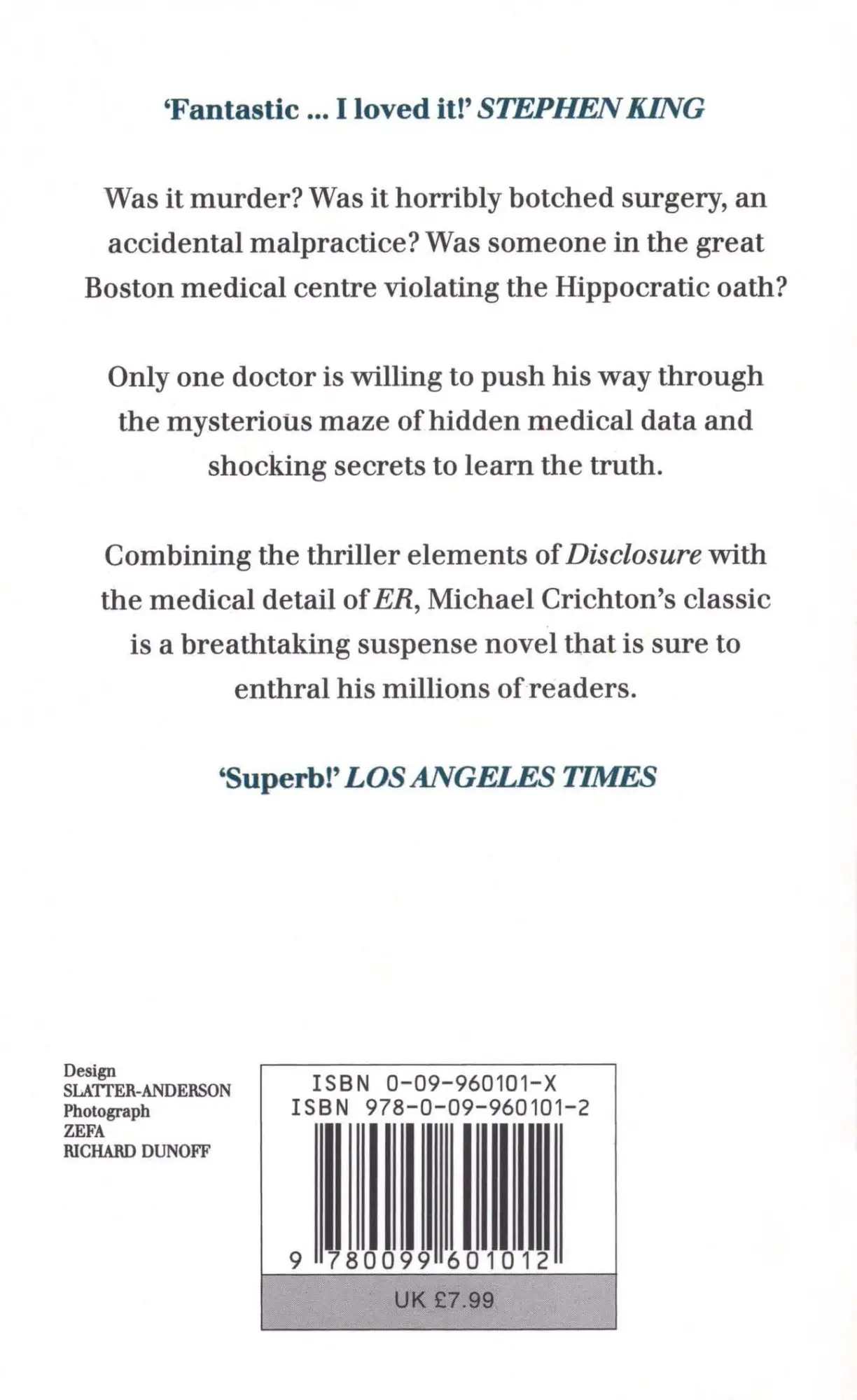 Rückseite: 9780099601012 | A Case Of Need | Michael Crichton | Taschenbuch | Englisch | 1995 Rückseite: 9780099601012 | A Case Of Need | Michael Crichton | Taschenbuch | Englisch | 1995