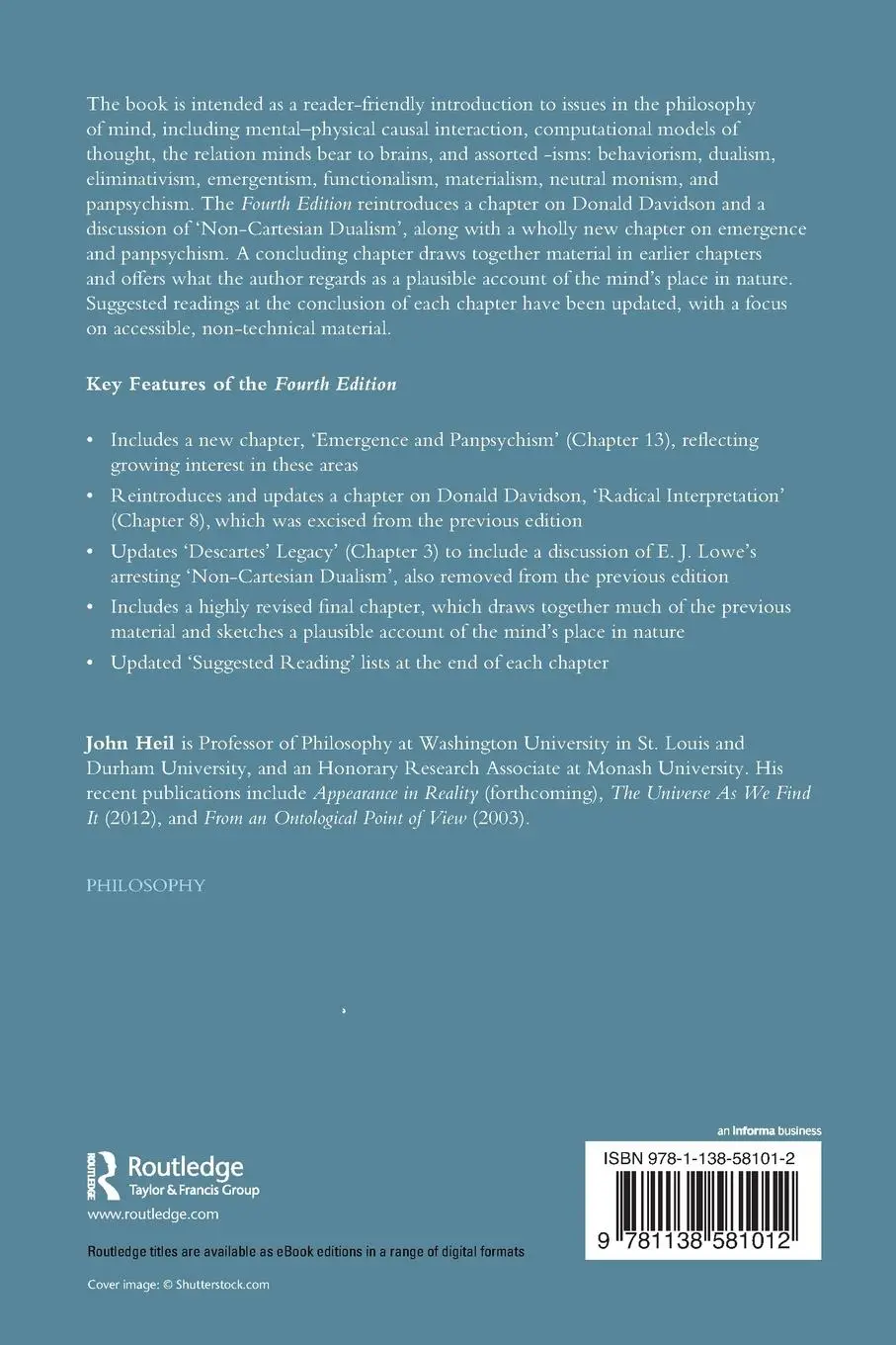 Rückseite: 9781138581012 | Philosophy of Mind | A Contemporary Introduction | John Heil | Buch