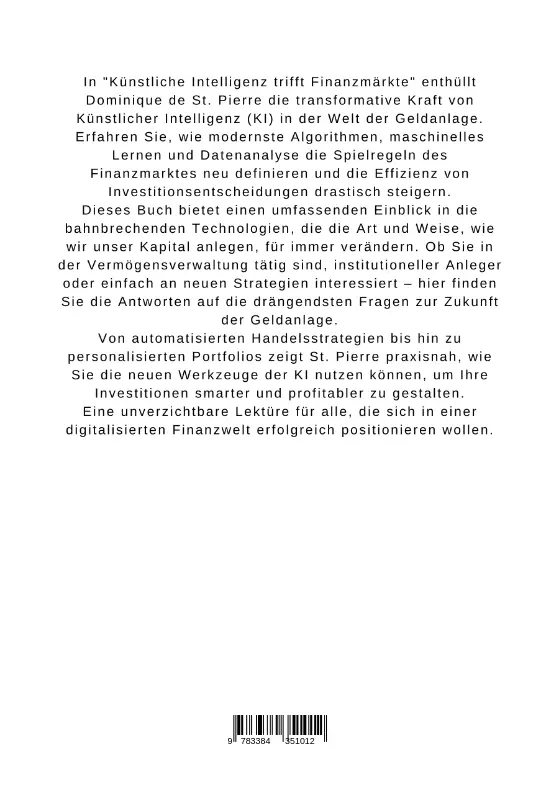 Bild: 9783384351012 | Künstliche Intelligenz trifft Finanzmärkte | Dominique de St. Pierre