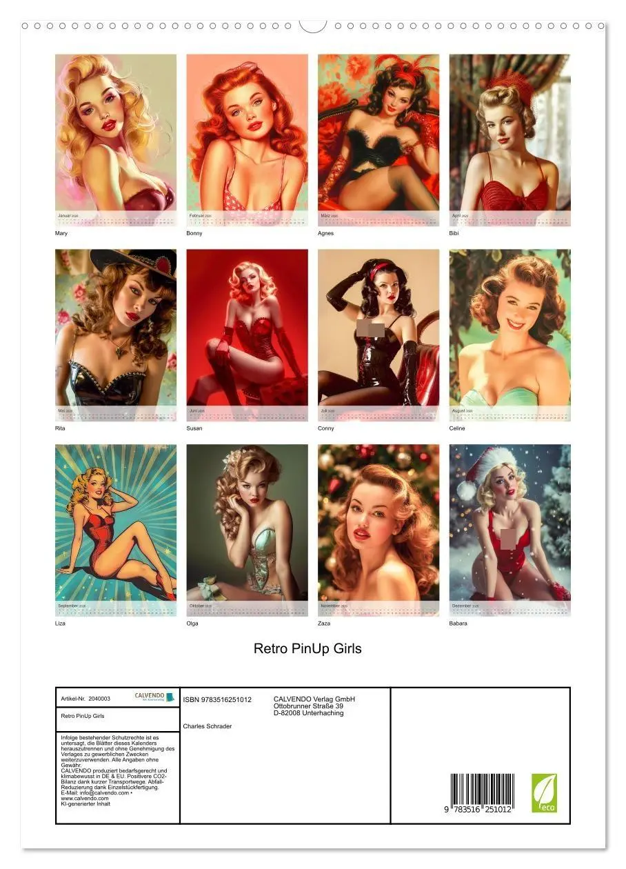 Bild: 9783516251012 | Retro PinUp Girls (hochwertiger Premium Wandkalender 2026 DIN A2...
