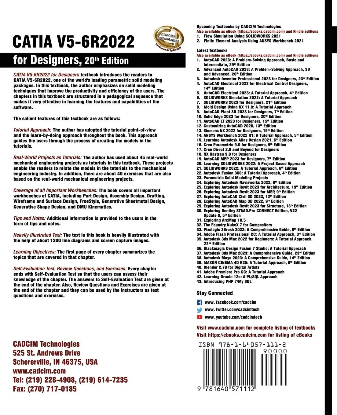 Rückseite: 9781640571112 | CATIA V5-6R2022 for Designers, 20th Edition | Technologies | Buch