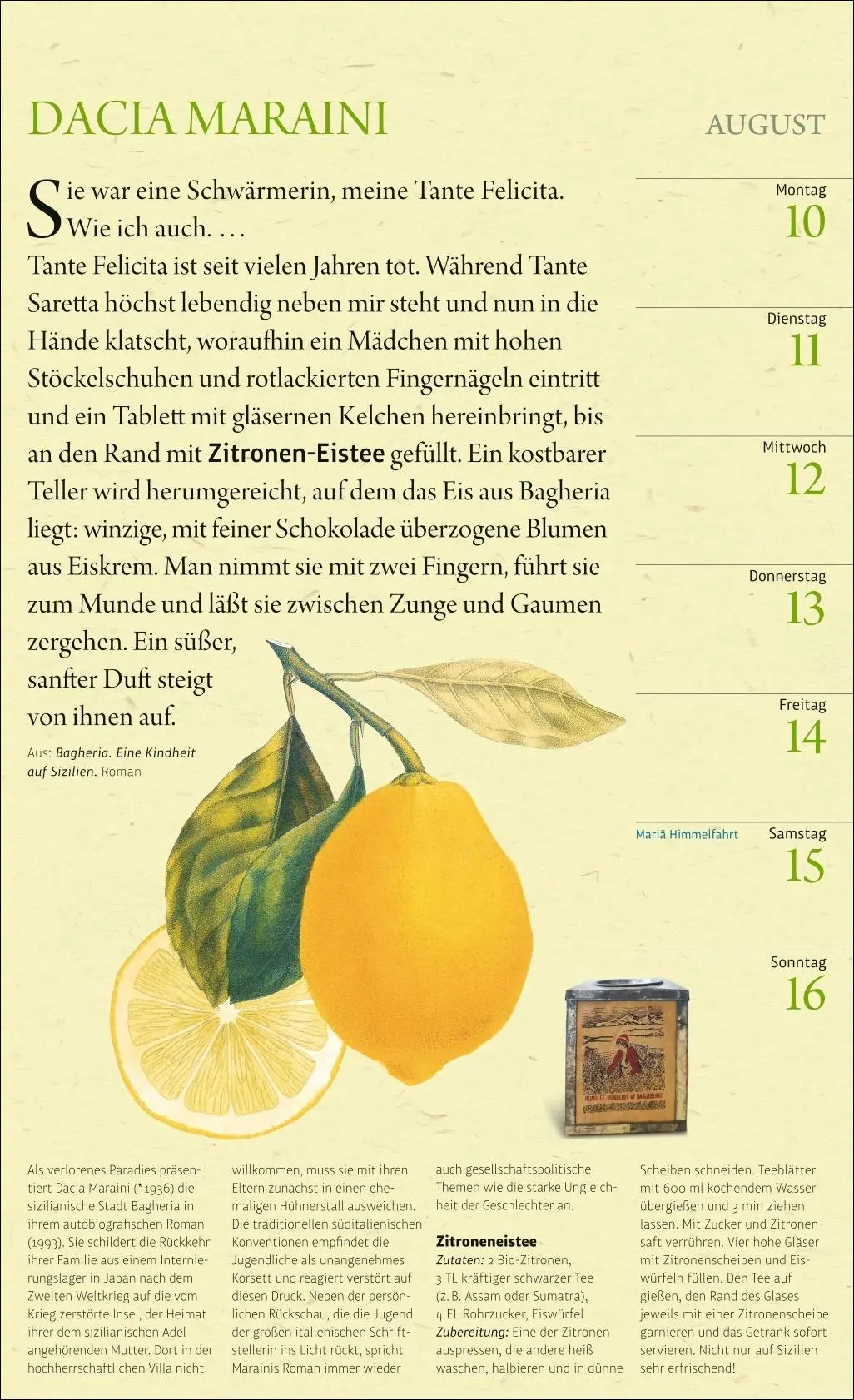 Bild: 9783840041112 | Sybil Gräfin Schönfeldts Literarischer Küchenkalender...