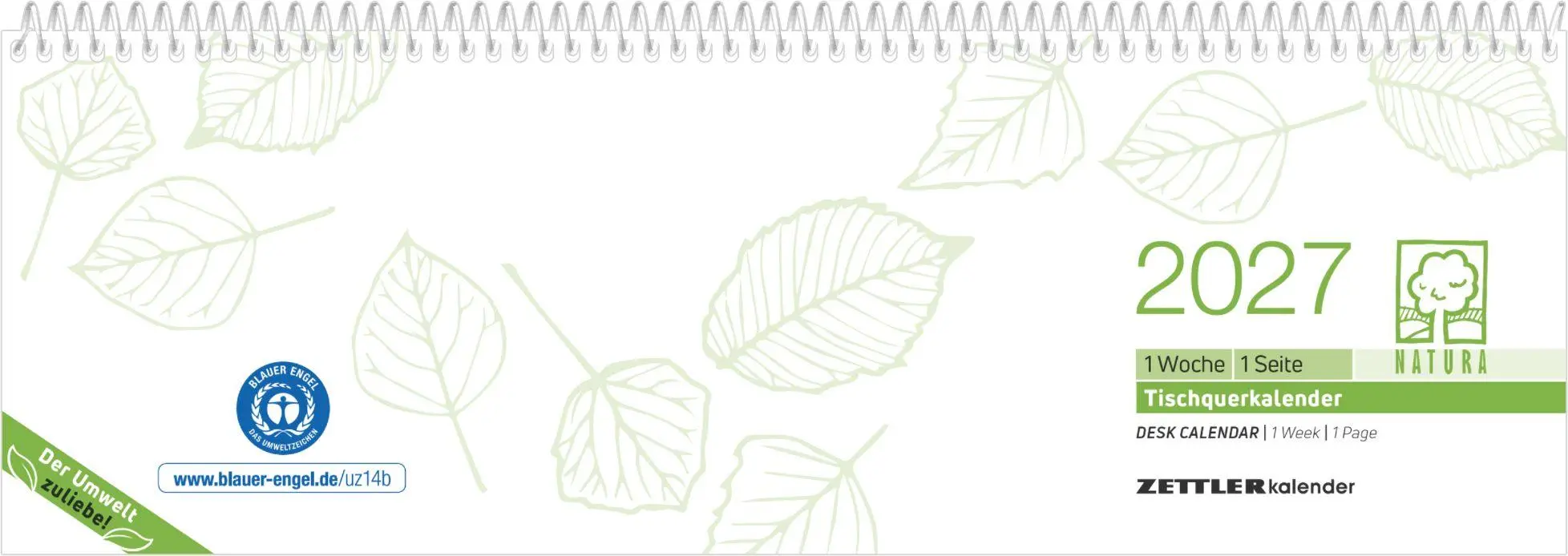 Cover: 4069095011212 | Tischquerkalender 1W/1S Blauer Engel 2027 | KG | Kalender | 60 S.