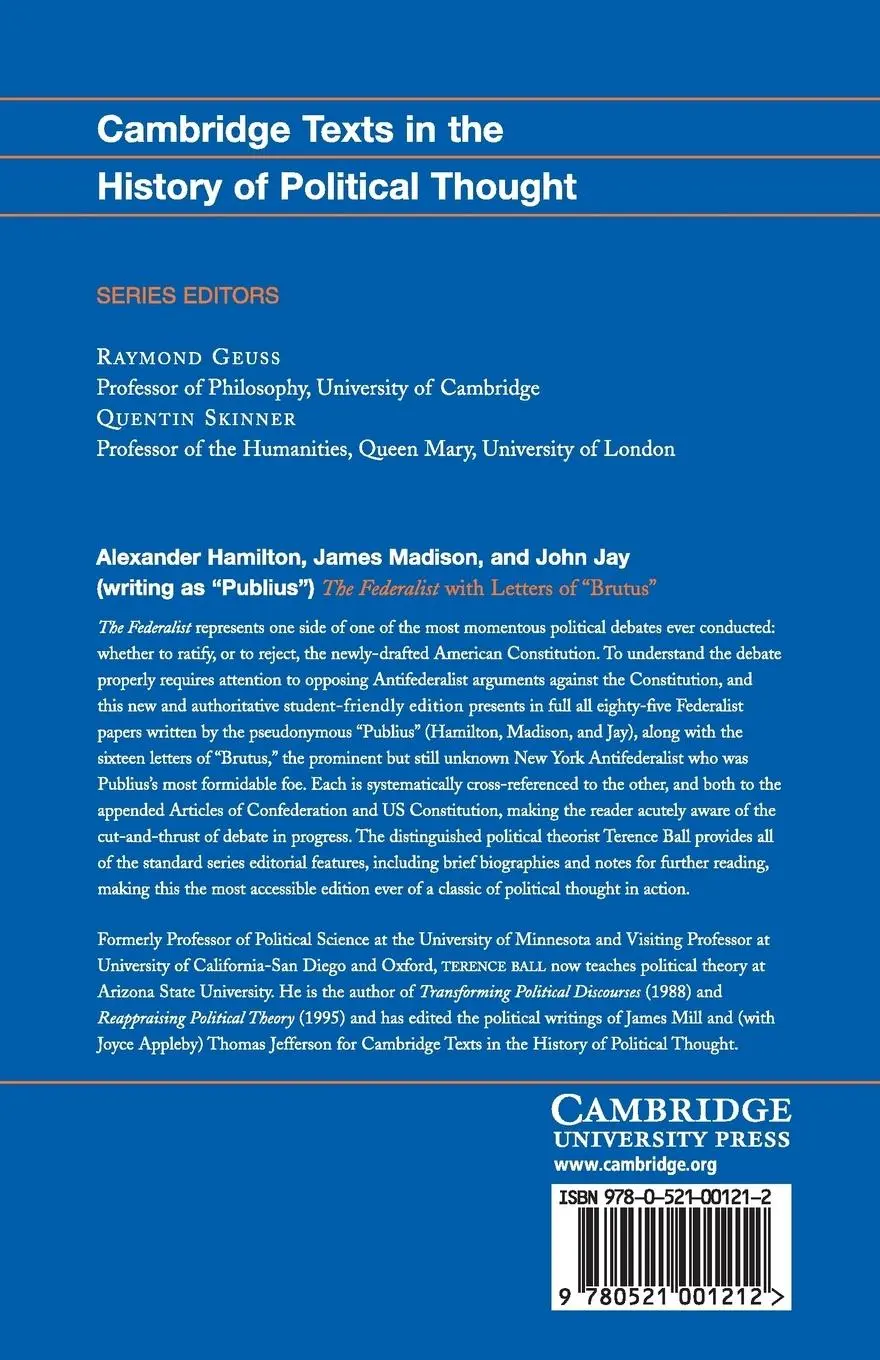 Rückseite: 9780521001212 | The Federalist | Alexander Hamilton (u. a.) | Taschenbuch | Englisch