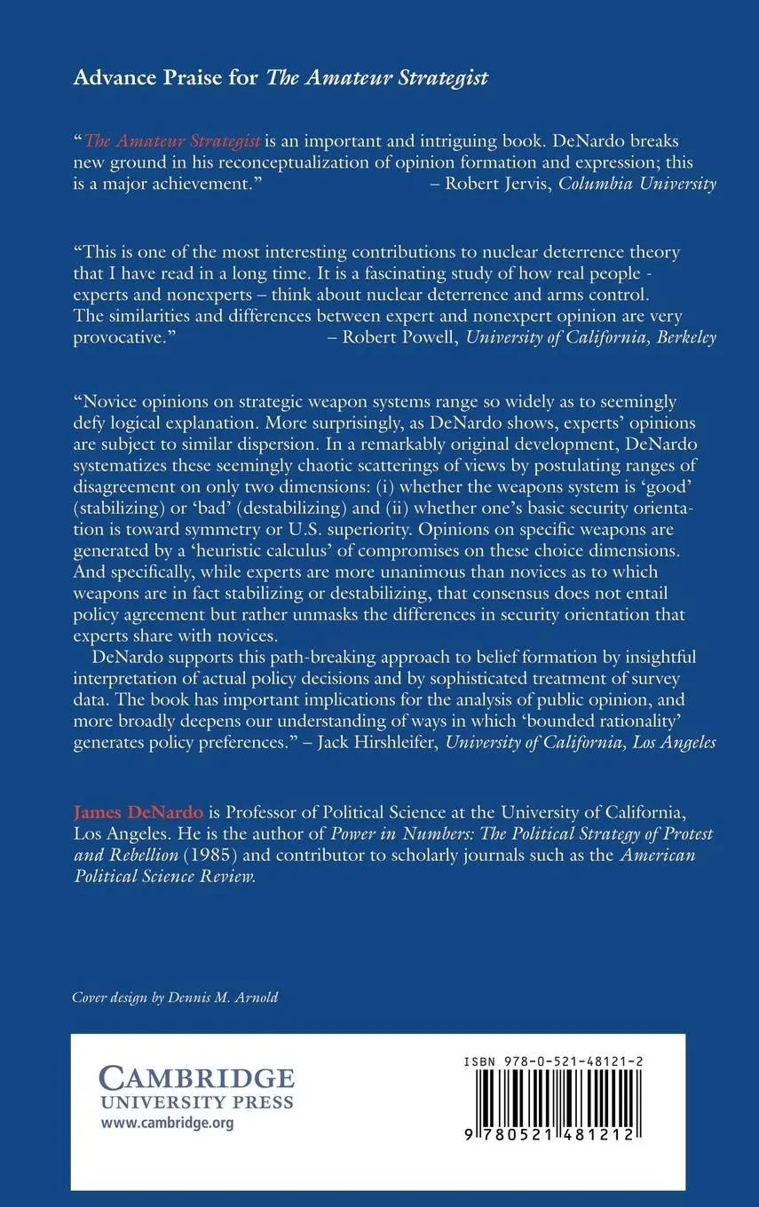 Rückseite: 9780521481212 | The Amateur Strategist | James Denardo | Buch | Gebunden | Englisch
