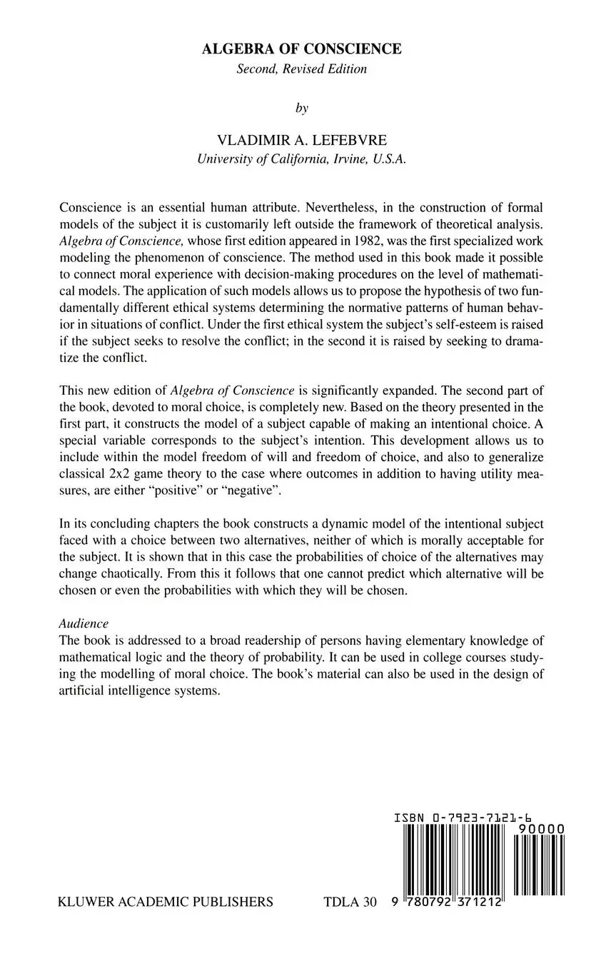 Rückseite: 9780792371212 | Algebra of Conscience | V. A. Lefebvre | Buch | xiv | Englisch | 2001