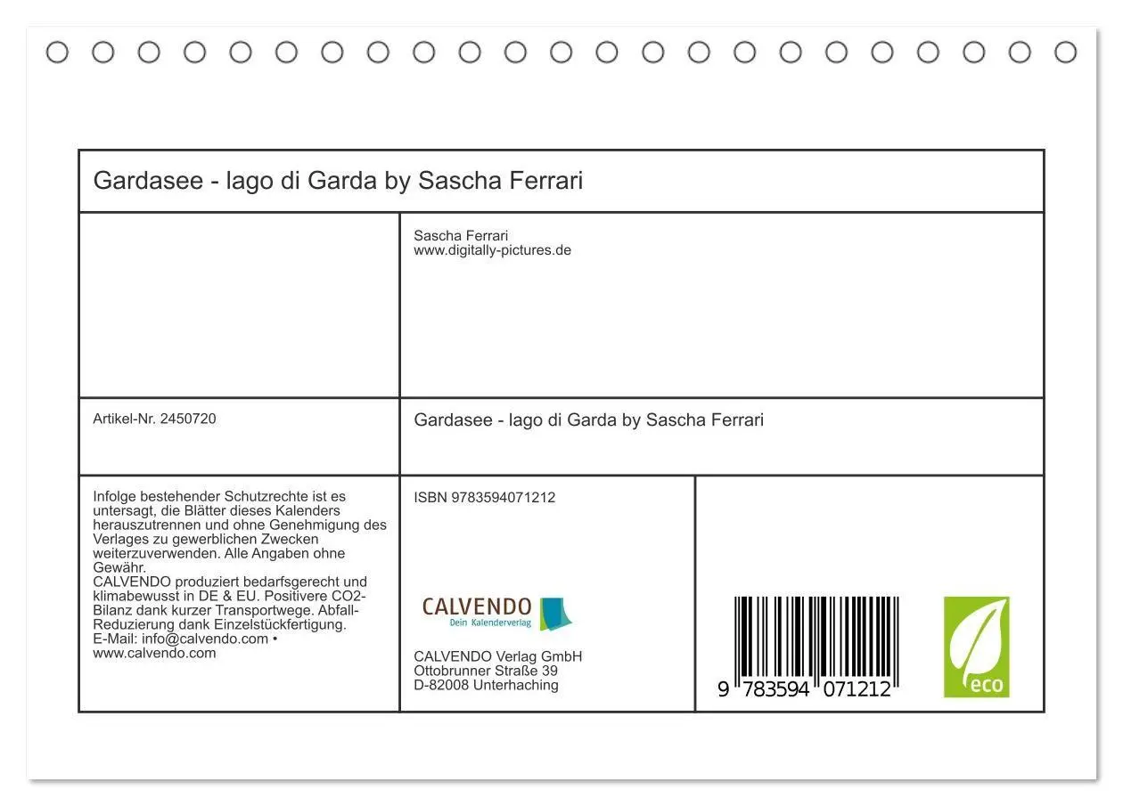 Bild: 9783594071212 | Gardasee - lago di Garda by Sascha Ferrari (Tischkalender 2027 DIN...