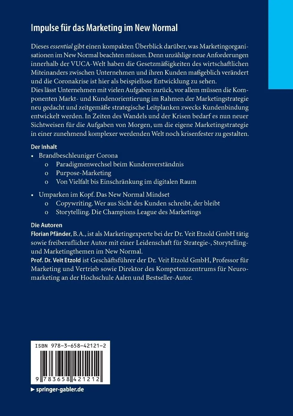Rückseite: 9783658421212 | Impulse für das Marketing im New Normal | Veit Etzold (u. a.) | Buch