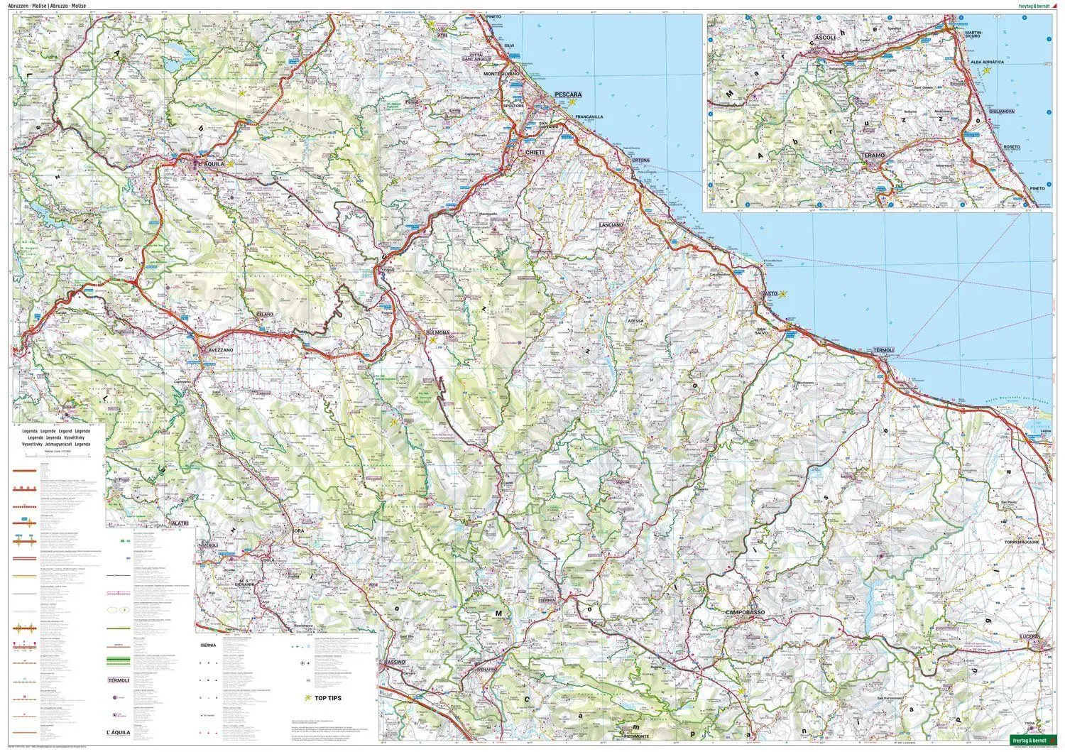 Bild: 9783707921212 | freytag &amp; berndt Straßenkarte Abruzzen - Molise 1:150.000 | Spanisch