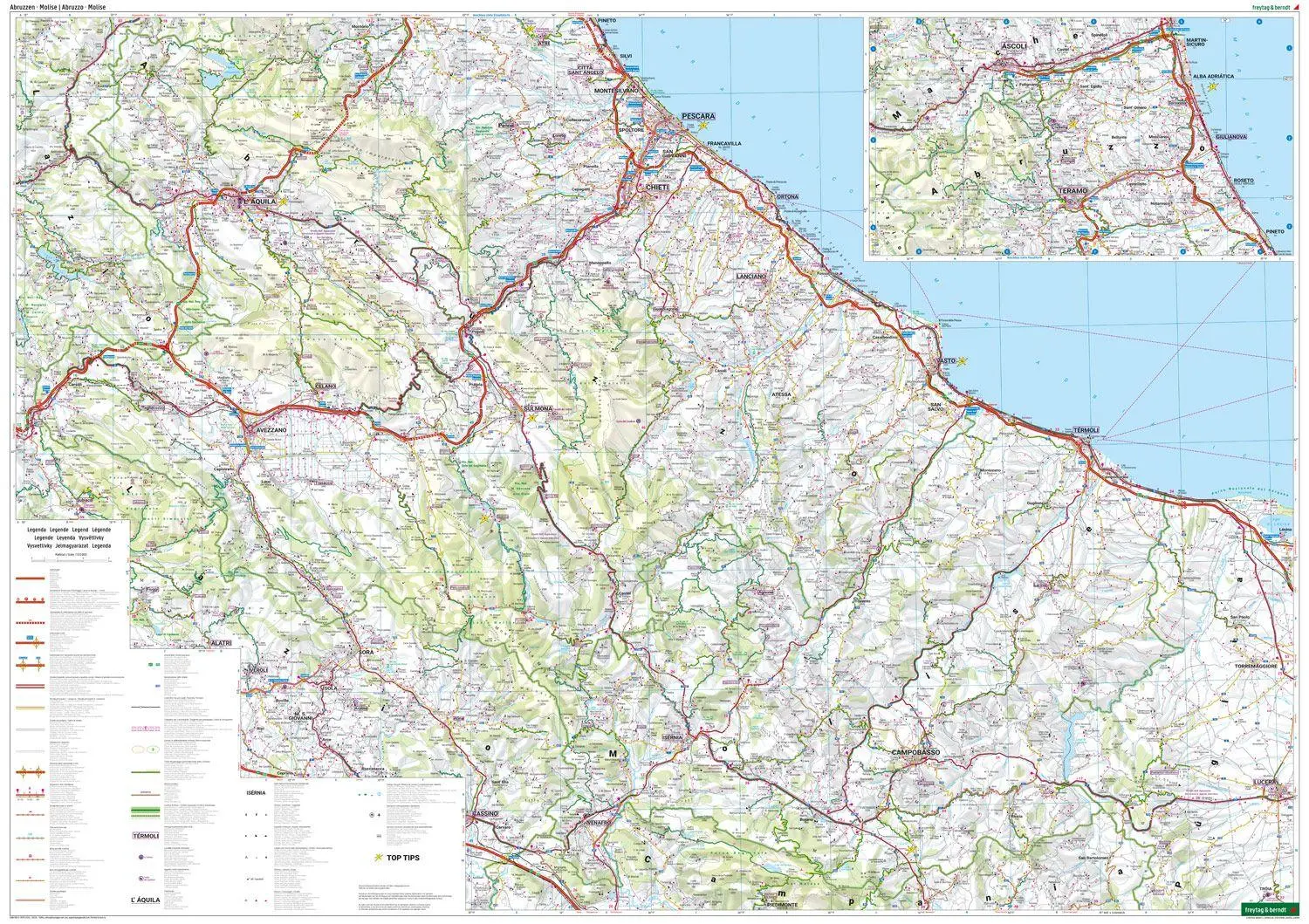 Bild: 9783707921212 | freytag &amp; berndt Straßenkarte Abruzzen - Molise 1:150.000 | Spanisch