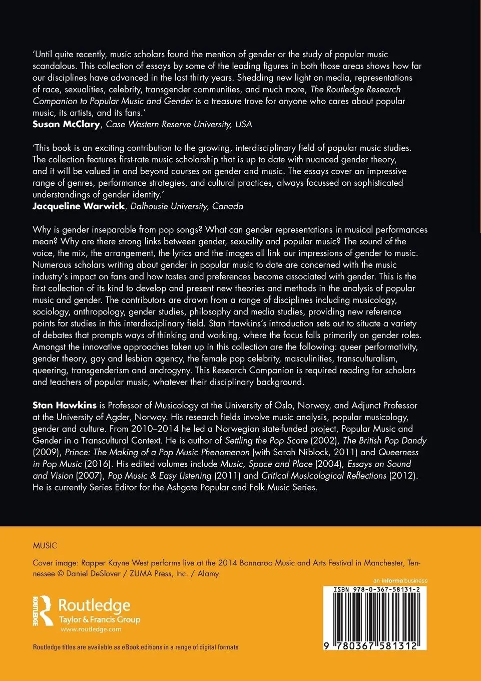 Rückseite: 9780367581312 | The Routledge Research Companion to Popular Music and Gender | Hawkins