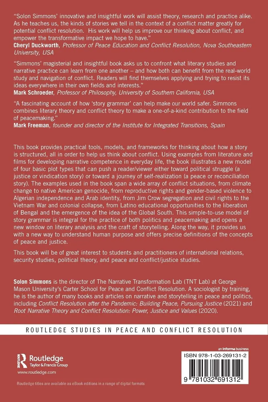 Rückseite: 9781032691312 | Narrating Peace | How to Tell a Conflict Story | Solon Simmons | Buch