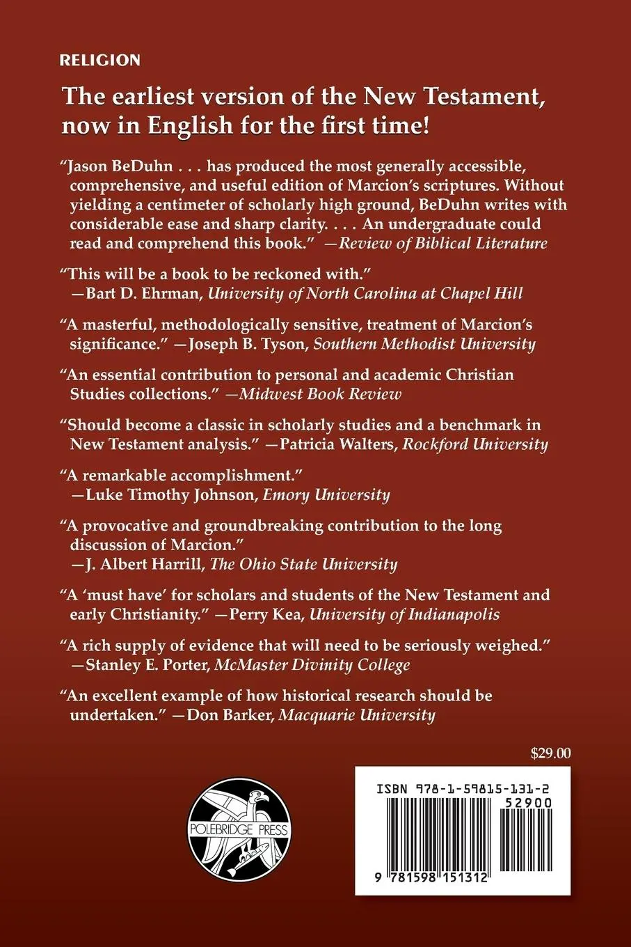 Rückseite: 9781598151312 | The First New Testament | Marcion's Scriptural Canon | Jason Beduhn