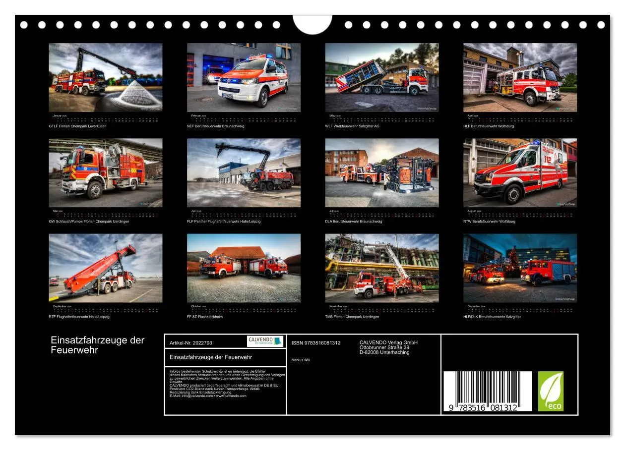 Bild: 9783516081312 | Einsatzfahrzeuge der Feuerwehr (Wandkalender 2026 DIN A4 quer),...