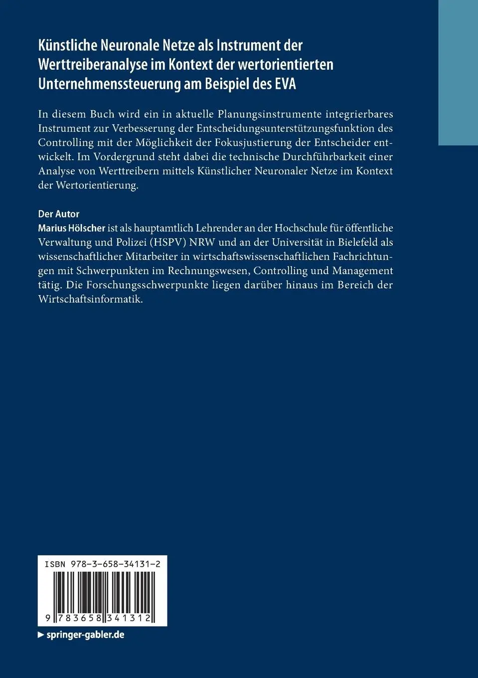 Rückseite: 9783658341312 | Künstliche Neuronale Netze als Instrument der Werttreiberanalyse im...
