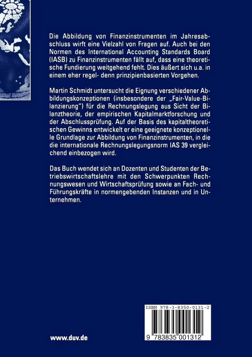 Rückseite: 9783835001312 | Rechnungslegung von Finanzinstrumenten | Martin Schmidt | Taschenbuch