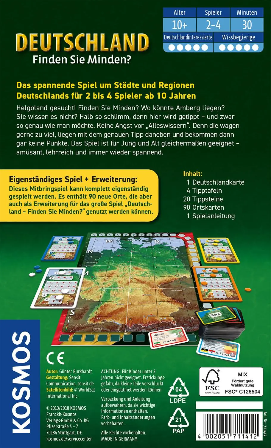 Rückseite: 4002051711412 | Deutschland - Finden Sie Minden? | Günter Burkhardt | Spiel | Spiel