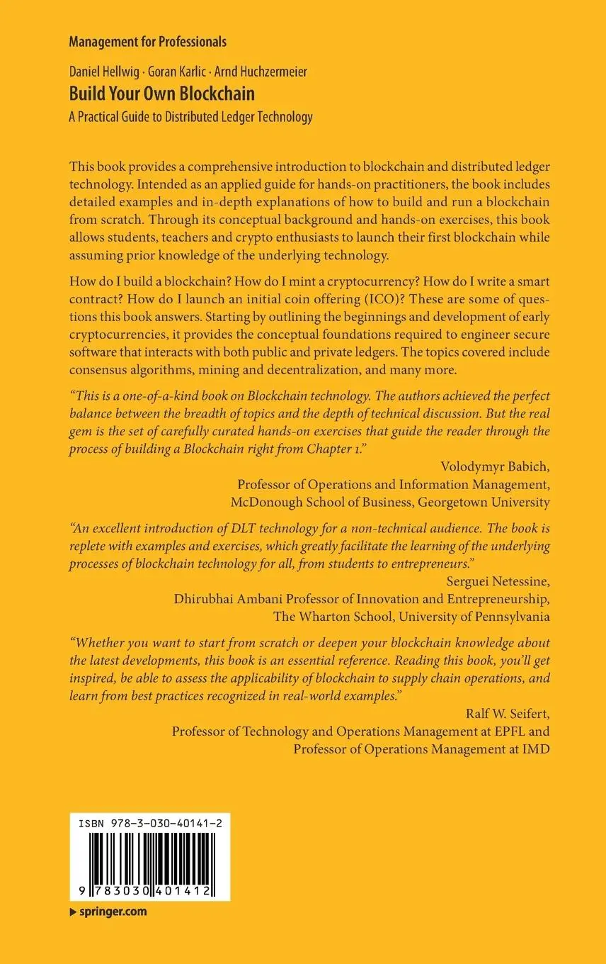 Rückseite: 9783030401412 | Build Your Own Blockchain | Daniel Hellwig (u. a.) | Buch | xvi | 2020