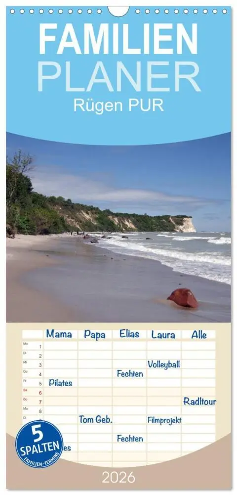 Cover: 9783516521412 | Familienplaner 2026 - Rügen PUR mit 5 Spalten (Wandkalender, 21 x...