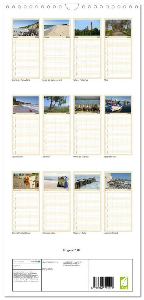 Bild: 9783516521412 | Familienplaner 2026 - Rügen PUR mit 5 Spalten (Wandkalender, 21 x...