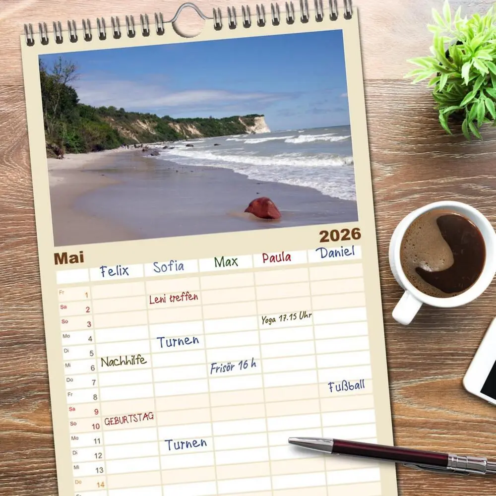 Bild: 9783516521412 | Familienplaner 2026 - Rügen PUR mit 5 Spalten (Wandkalender, 21 x...
