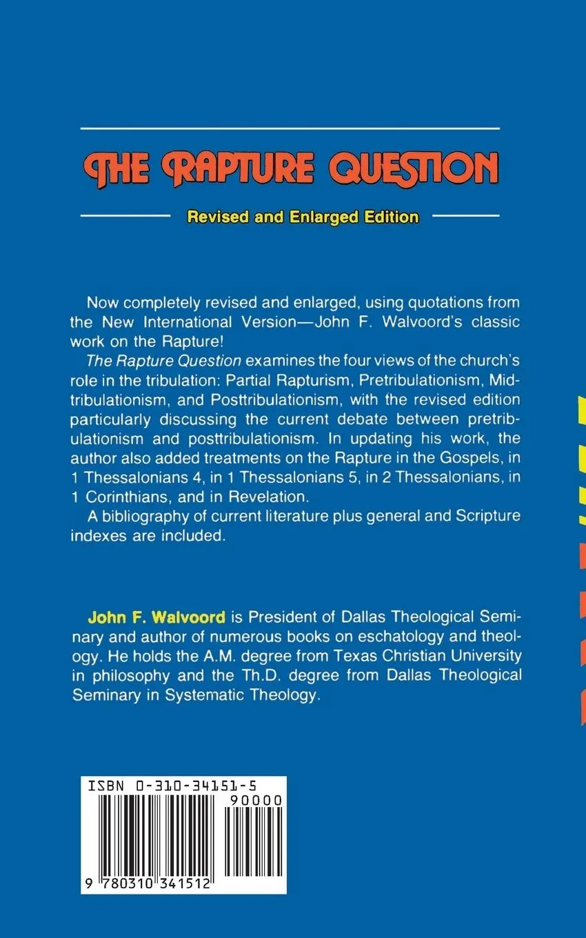 Rückseite: 9780310341512 | The Rapture Question | John F. Walvoord | Taschenbuch | Englisch