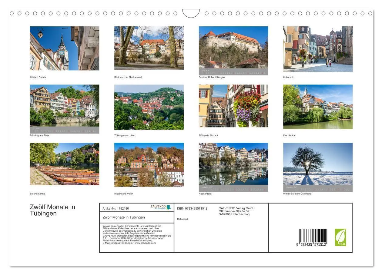 Bild: 9783435571512 | Zwölf Monate in Tübingen (Wandkalender 2025 DIN A3 quer), CALVENDO...