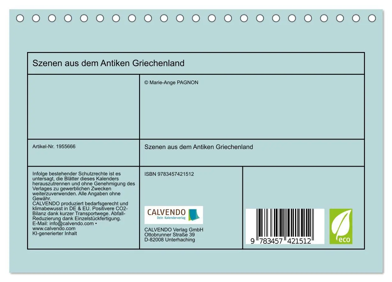 Bild: 9783457421512 | Szenen aus dem Antiken Griechenland (Tischkalender 2026 DIN A5...