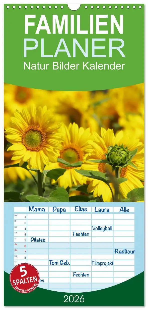 Cover: 9783516511512 | Familienplaner 2026 - Natur Bilder Kalender mit 5 Spalten...
