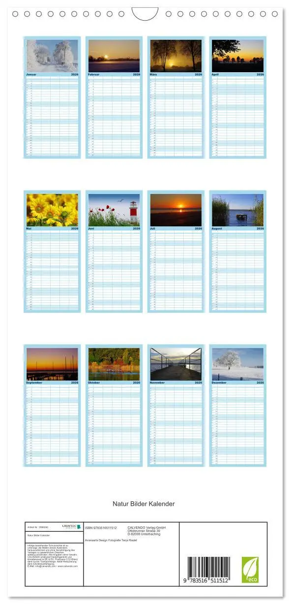 Bild: 9783516511512 | Familienplaner 2026 - Natur Bilder Kalender mit 5 Spalten...