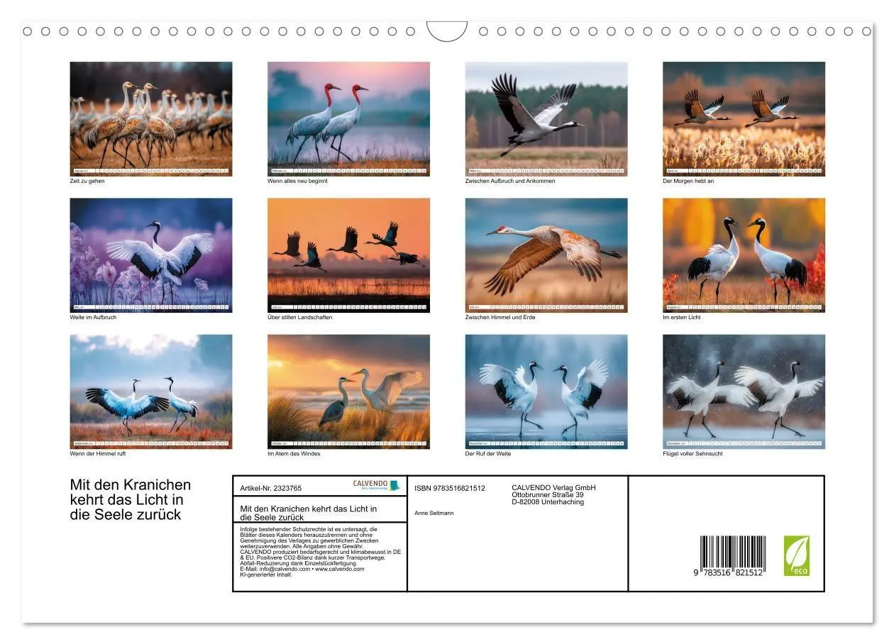 Bild: 9783516821512 | Mit den Kranichen kehrt das Licht in die Seele zurück (Wandkalender...
