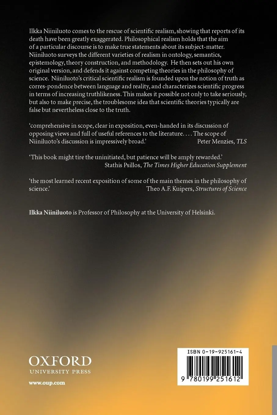 Rückseite: 9780199251612 | Critical Scientific Realism | Ilkka Niiniluoto | Taschenbuch | 2002