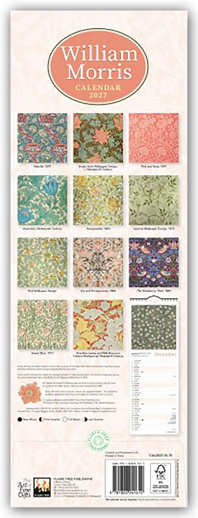 Rückseite: 9781806941612 | William Morris - Slimline-Kalender 2027 - Original Flame Tree...