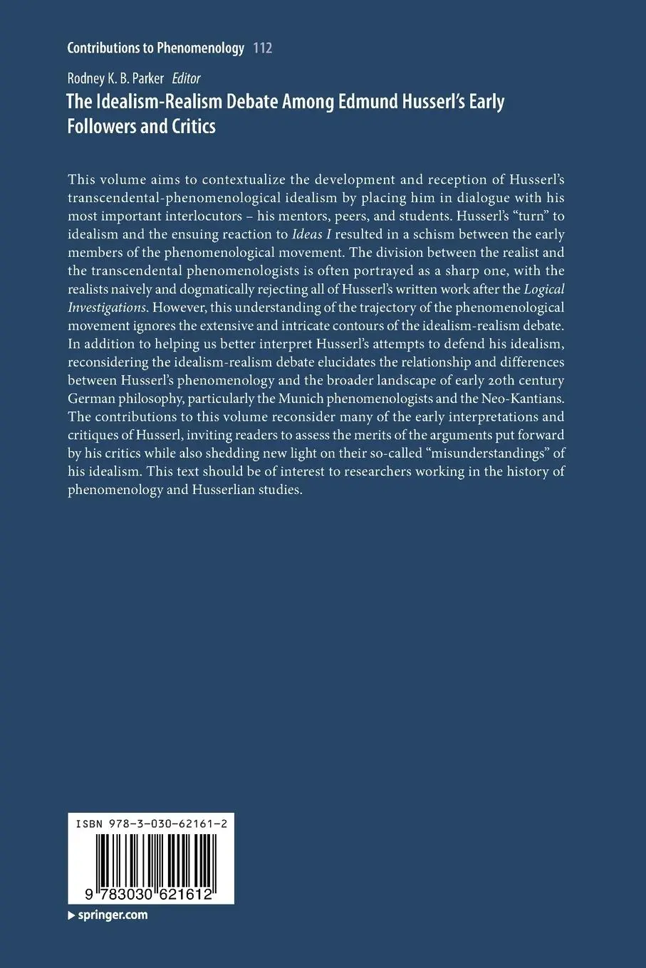 Rückseite: 9783030621612 | The Idealism-Realism Debate Among Edmund Husserl's Early Followers...